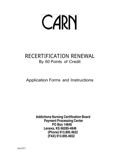 recertification renewal - International Nurses Society on Addictions