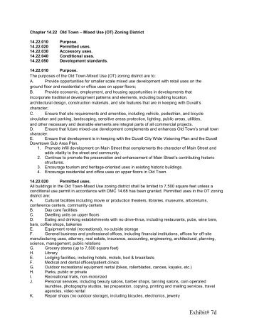 14.22 Old Town Mixed Use (OT) Zoning District - City of Duvall
