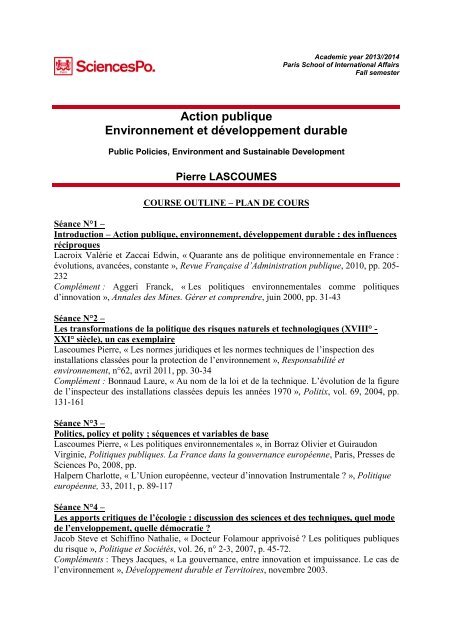 Plan de cours - Sciences Po