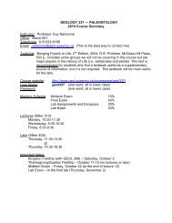 GEOLOGY 337 â PALEONTOLOGY 2010 Course Summary ...