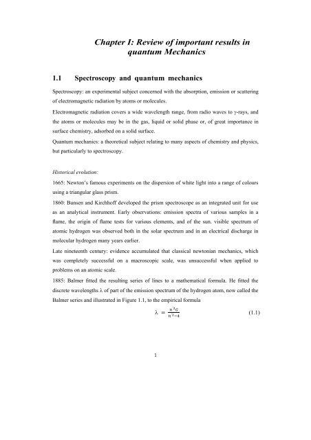 Chapter I: Review of important results in quantum Mechanics - LSU