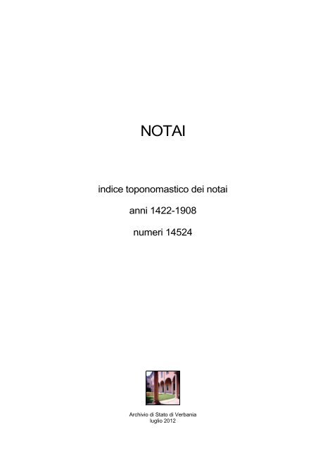 indice toponomastico dei notai anni 1422-1908 numeri 14524