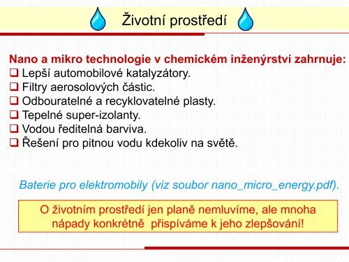 Životní prostředí - Vysoká škola chemicko-technologická v Praze