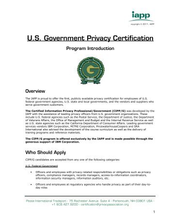 U.S. Government Privacy Certification - International Association of ...
