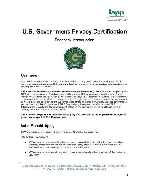 U.S. Government Privacy Certification - International Association of ...