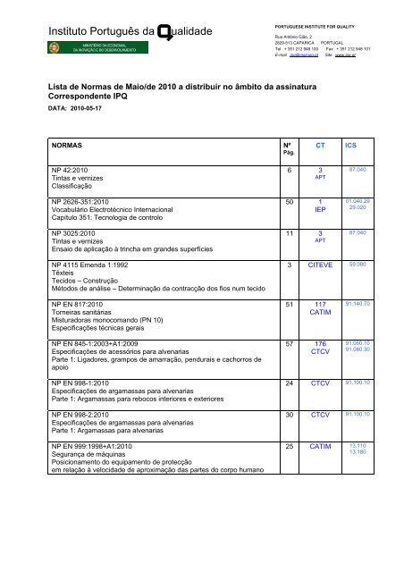 Normas de Maio - IPQ