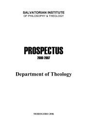 Department of Theology - Salvatorian Institute of Philosophy and ...