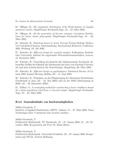 JAHRESBERICHT 2002/2003 - Fakultät für Mathematik - Otto-von ...