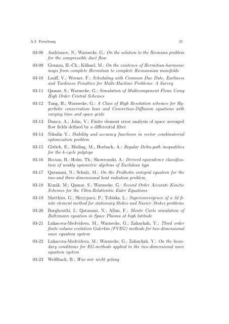 JAHRESBERICHT 2002/2003 - Fakultät für Mathematik - Otto-von ...