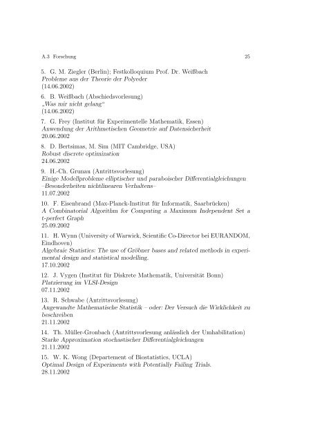 JAHRESBERICHT 2002/2003 - Fakultät für Mathematik - Otto-von ...