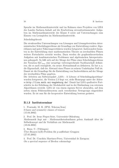 JAHRESBERICHT 2002/2003 - Fakultät für Mathematik - Otto-von ...