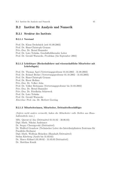 JAHRESBERICHT 2002/2003 - Fakultät für Mathematik - Otto-von ...