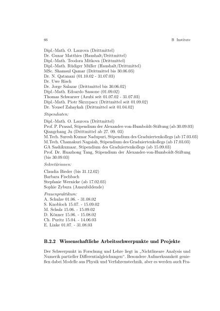 JAHRESBERICHT 2002/2003 - Fakultät für Mathematik - Otto-von ...