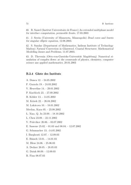 JAHRESBERICHT 2002/2003 - Fakultät für Mathematik - Otto-von ...