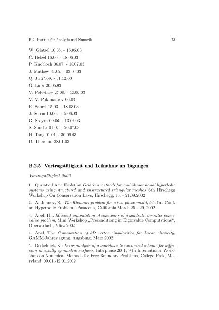 JAHRESBERICHT 2002/2003 - Fakultät für Mathematik - Otto-von ...