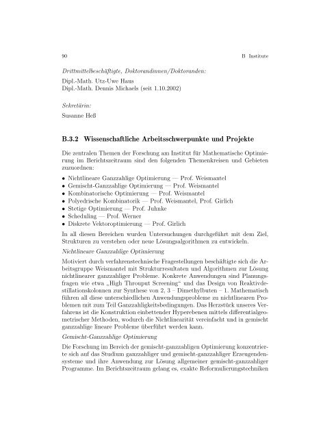 JAHRESBERICHT 2002/2003 - Fakultät für Mathematik - Otto-von ...