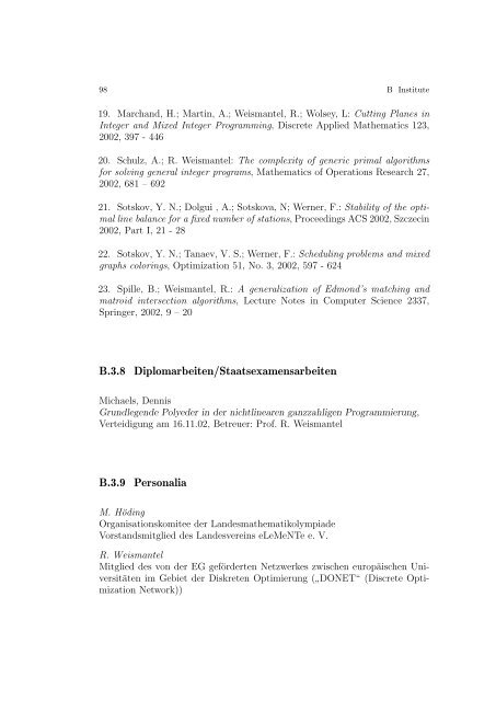 JAHRESBERICHT 2002/2003 - Fakultät für Mathematik - Otto-von ...