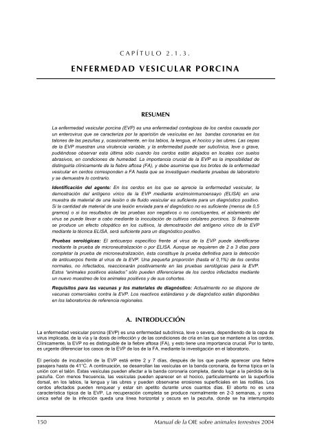 enfermedad vesicular porcina - Oficina Regional de la FAO para ...