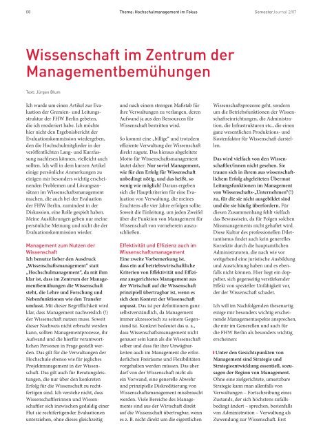 SemesterJournal - MBA Programme der HWR Berlin