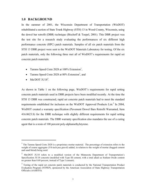 DateLaboratory Testing of Portland Cement Concrete Patch Material ...