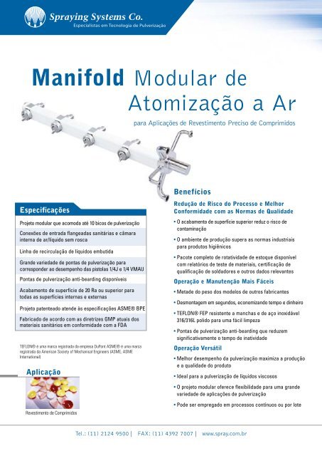Manifold Modular de AtomizaÃ§Ã£o a Ar - Spraying Systems Co.