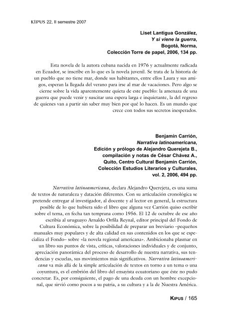 R E F E R E N C I A S de publicaciones - Repositorio UASB-Digital