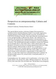 Perspectives on entrepreneurship; Cultures and Contexts
