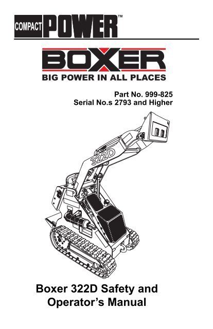 Boxer 322D Operators Manual - Boxer Power and Equipment