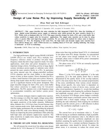 Design of Low Noise PLL by Improving Supply Sensitivity of VCO ...