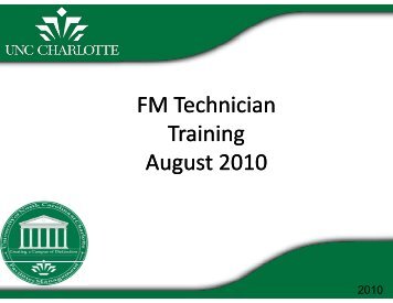 FM Technician Training August 2010 - Facilities Management