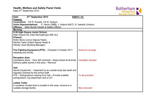 Reports on Visits of Inspection held on 21st September, 2012 PDF ...