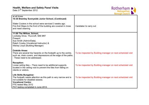 Reports on Visits of Inspection held on 21st September, 2012 PDF ...