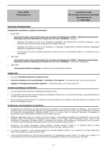 Curriculum vitae de Pascal Heins (PDF) - Histoire de l'art et ...