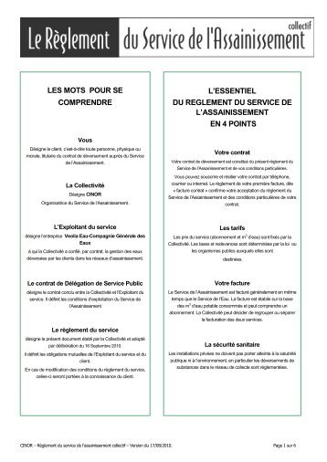 le reglement du service de l'assainissement - Grand Prado