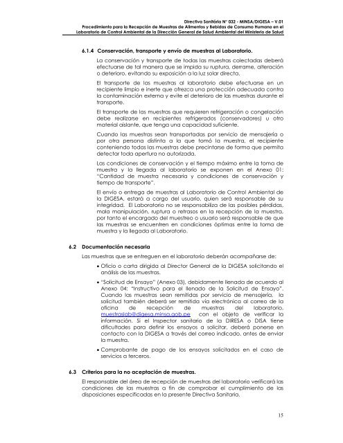 Procedimiento para la RecepciÃ³n de Muestras de Alimentos