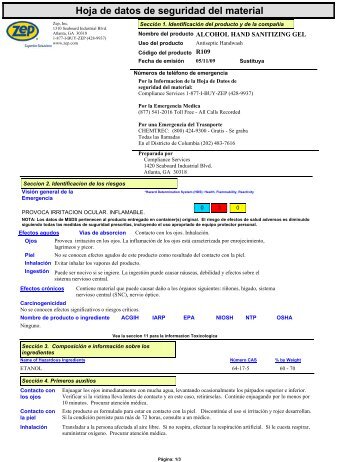 Hoja de datos de seguridad del material - Zep Professional