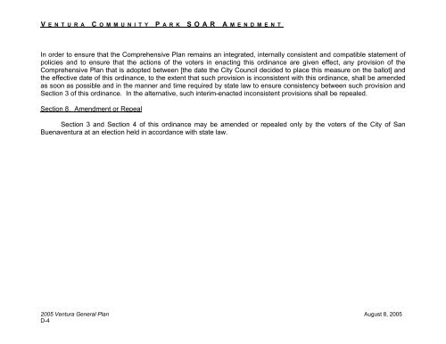 2005 General Plan - City Of Ventura