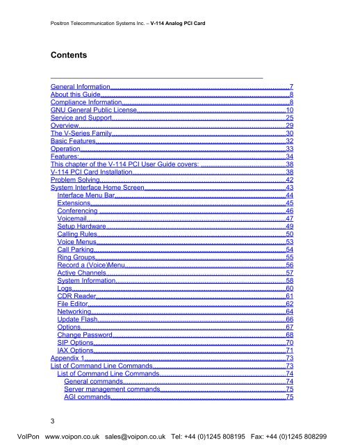 Positron V-114 User Manual (PDF) - VoIPon Solutions