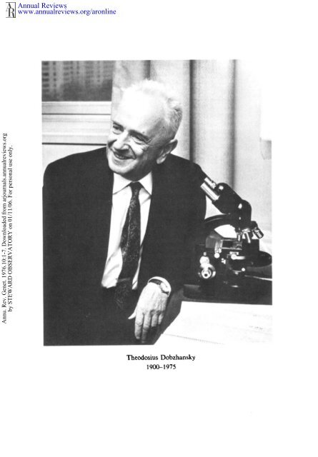 Theodosius Dobzhansky: The Man and the Scientist