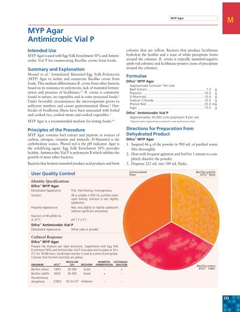 M MYP Agar Antimicrobic Vial P - BVA Scientific