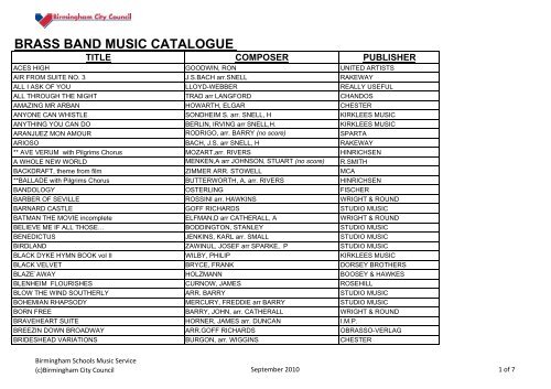 Brass Band Music Catalogue 2010 (Adobe Acrobat File)