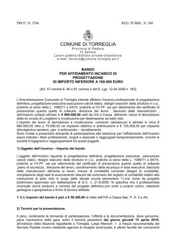 BANDO progettazione asilo - Comune di Torreglia