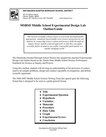 Experimental Design Guide - Matanuska-Susitna Borough School ...