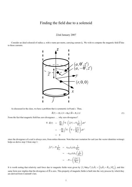 Field in a finite solenoid.