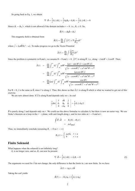 Field in a finite solenoid.