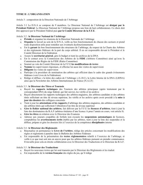 BAF 103 - FÃ©dÃ©ration FranÃ§aise des Ãchecs