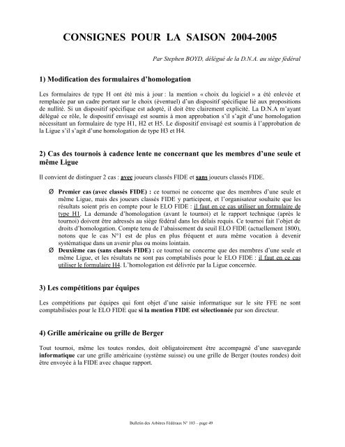 BAF 103 - FÃ©dÃ©ration FranÃ§aise des Ãchecs