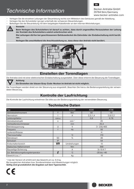 Technische Information - Becker-Antriebe - Home