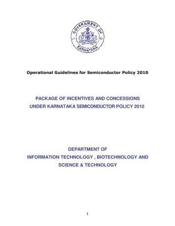 package of incentives and concessions under karnataka ...