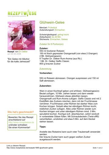 Glühwein-Gelee - Rezeptwiese